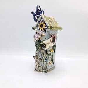 Heather Goldminc 2000 Clayworks  Blue Sky Four Seasons -Spring- Tealight House